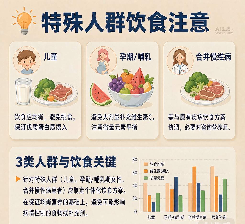 儿童与孕期白癜风患者饮食营养兼顾的注意事项示意